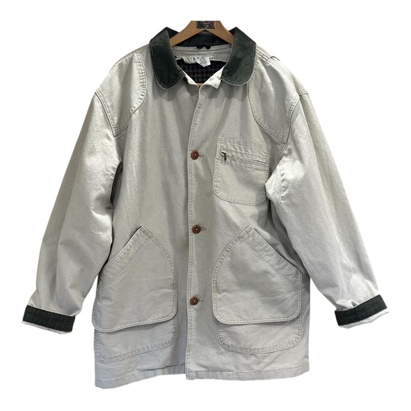 Vintage LL Bean Men’s Flannel Lined Canvas Barn Chore Coat Large USA Made READ - Picture 2 of 12